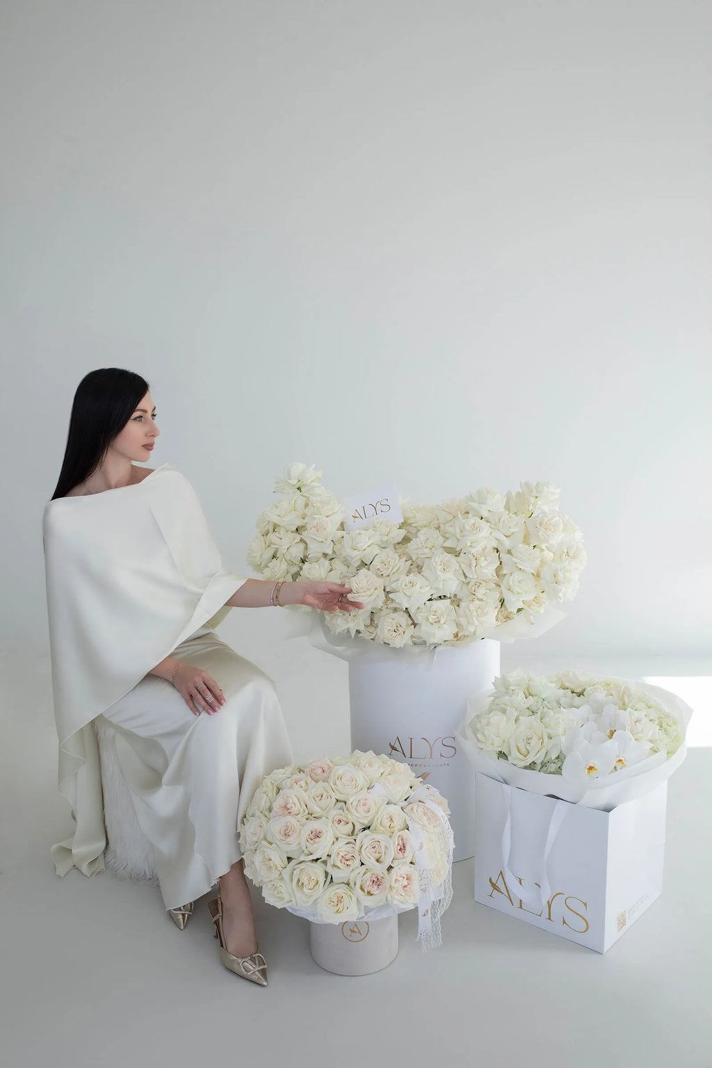 French rose garden set with premium pink roses by ALys Studio Dubai