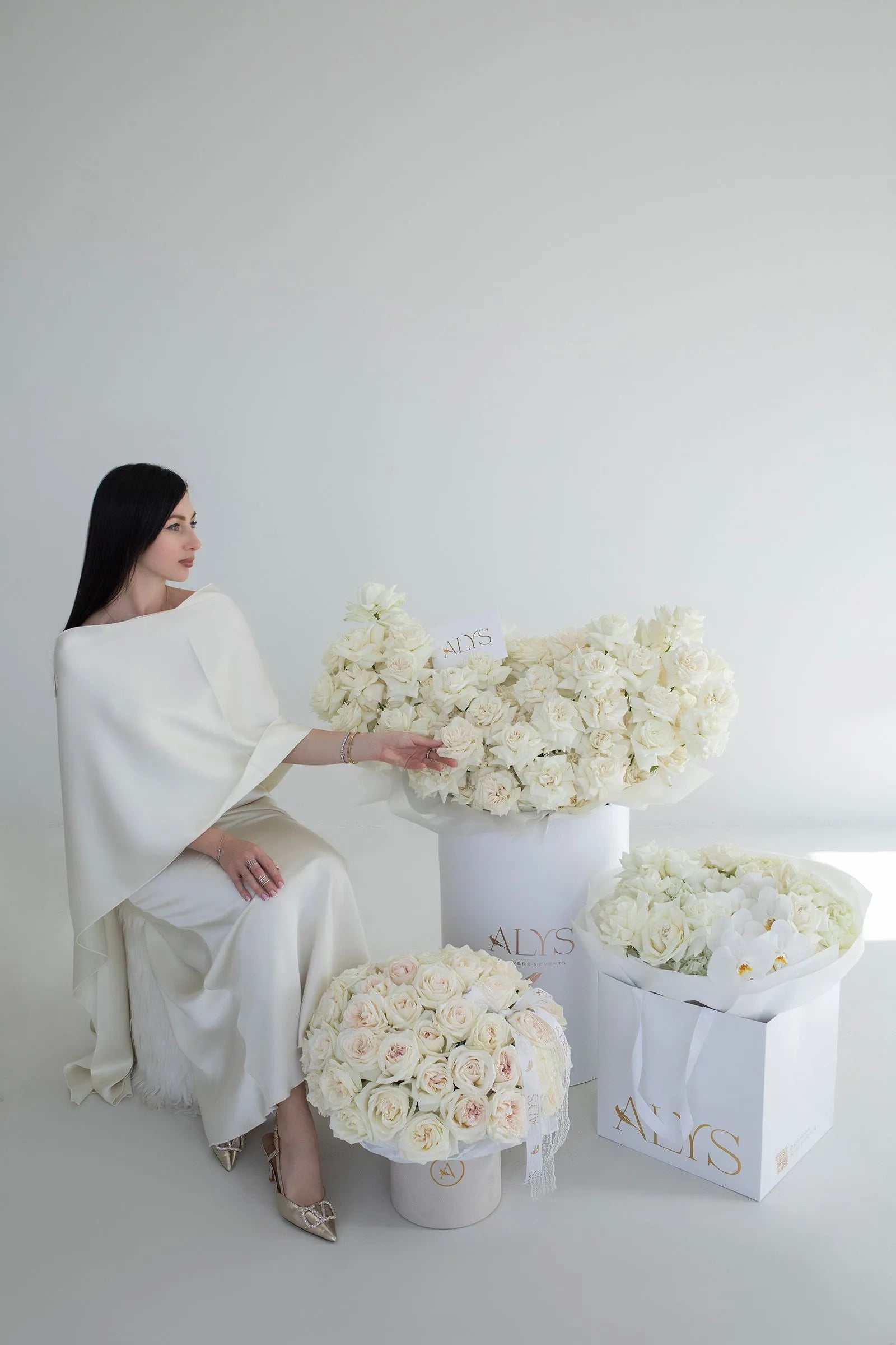French rose garden set with premium pink roses by ALys Studio Dubai
