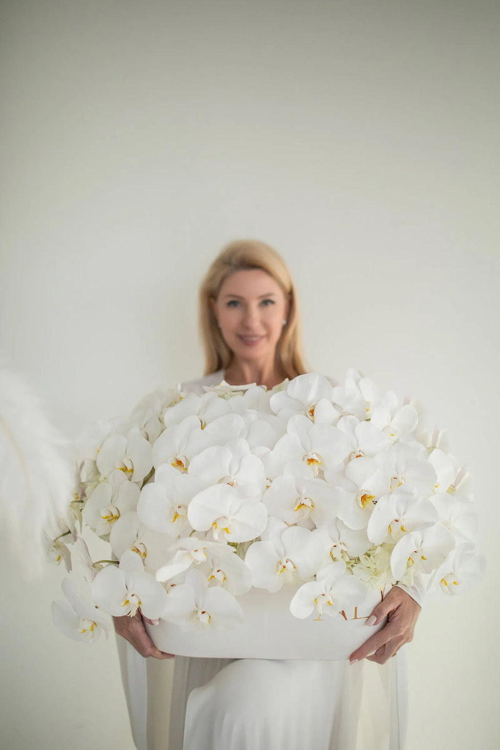 Luxury phalaenopsis orchid arrangement in signature gift box by ALys Studio Dubai
