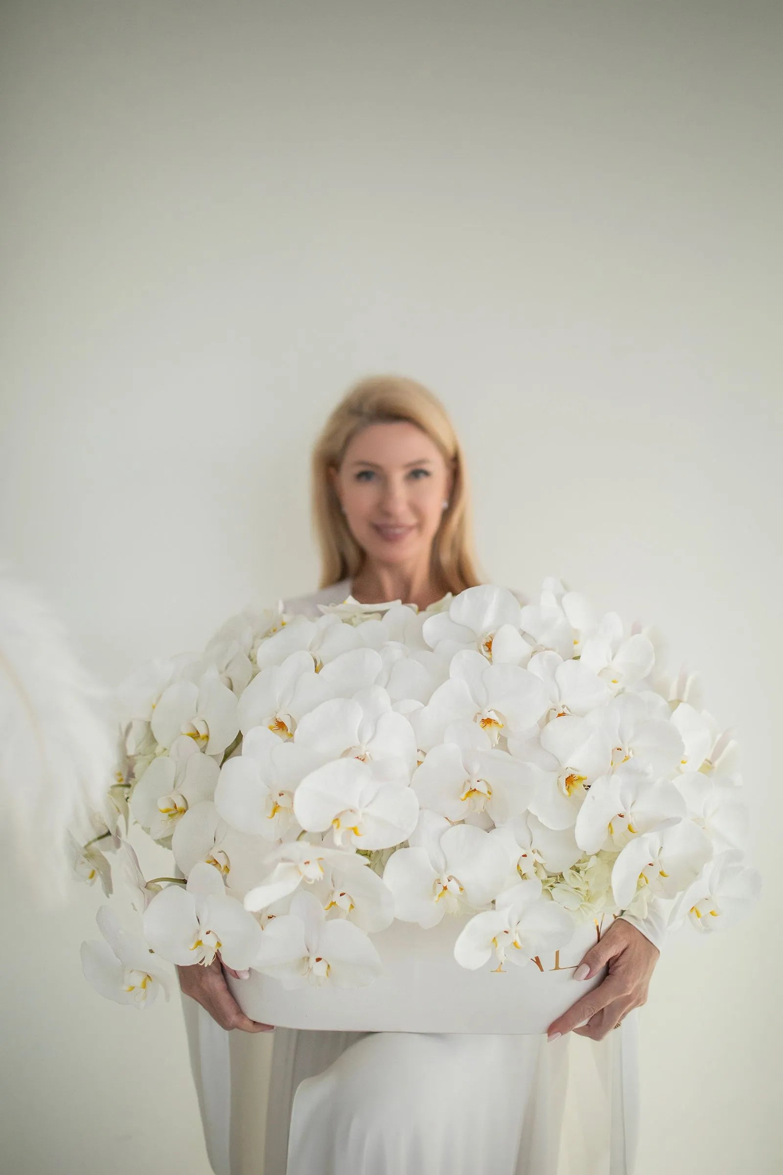 Luxury phalaenopsis orchid arrangement in signature gift box by ALys Studio Dubai