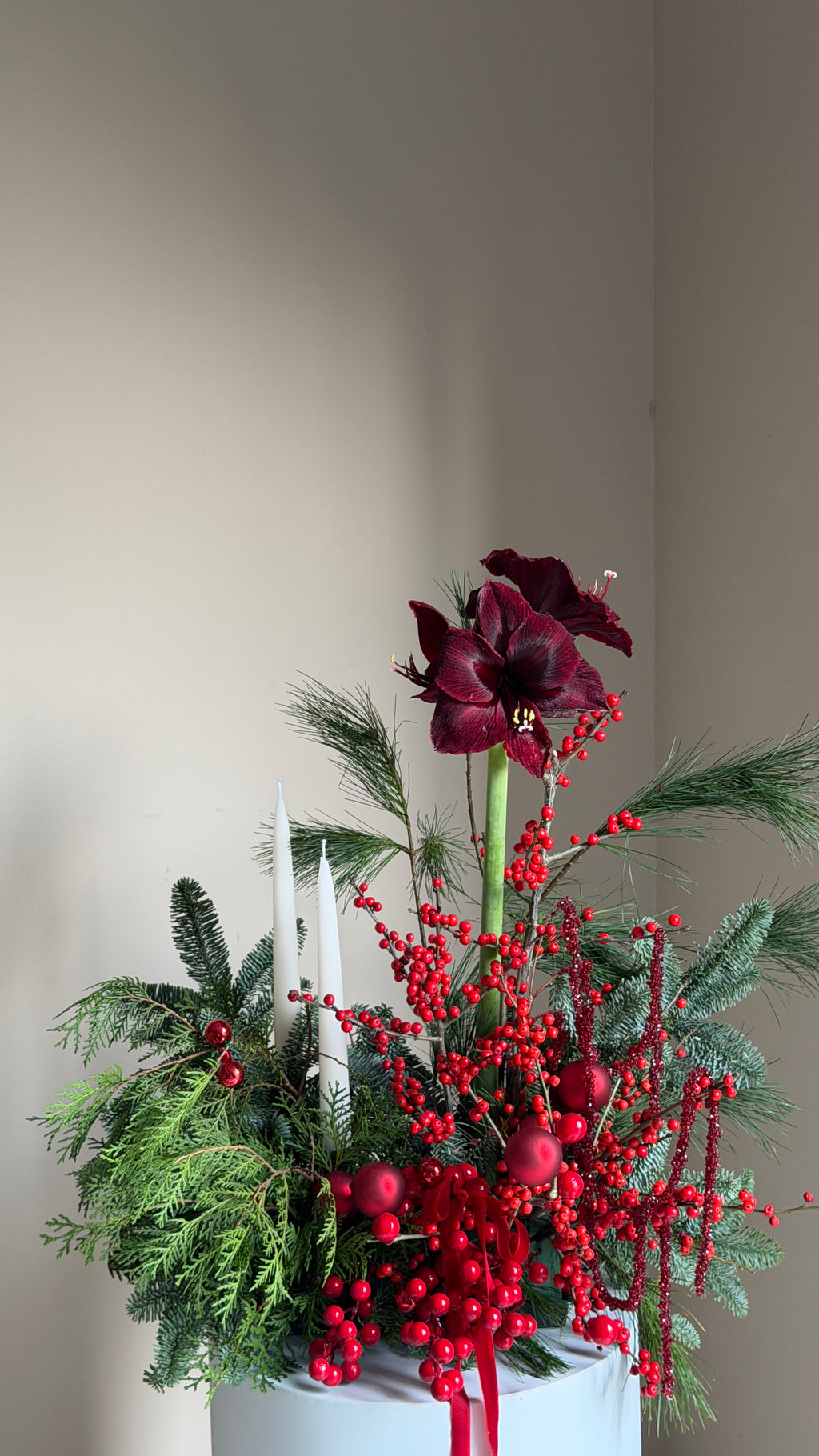 Red Christmas with candles