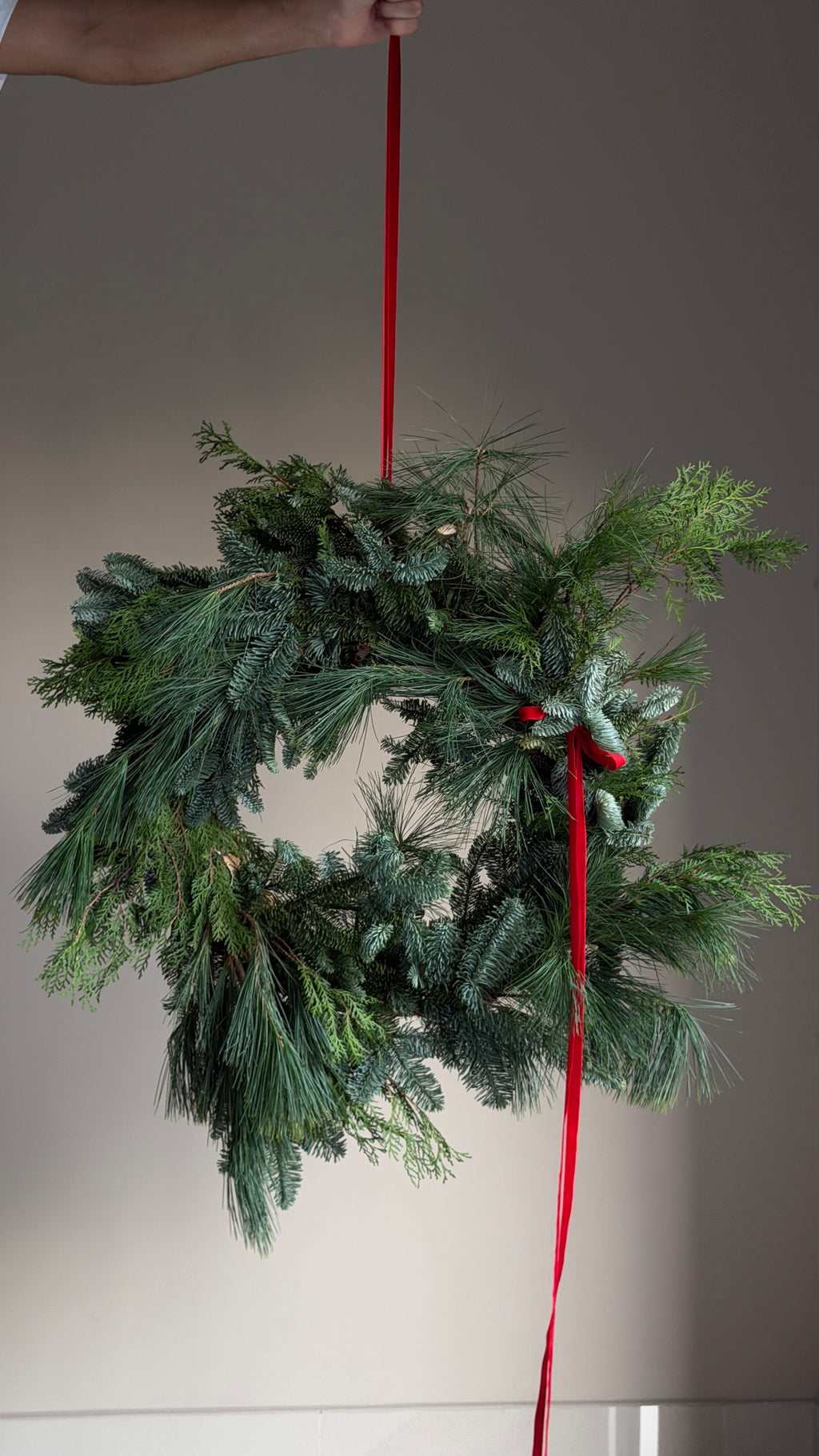 A wreath of living pine needles "Winter Forest"