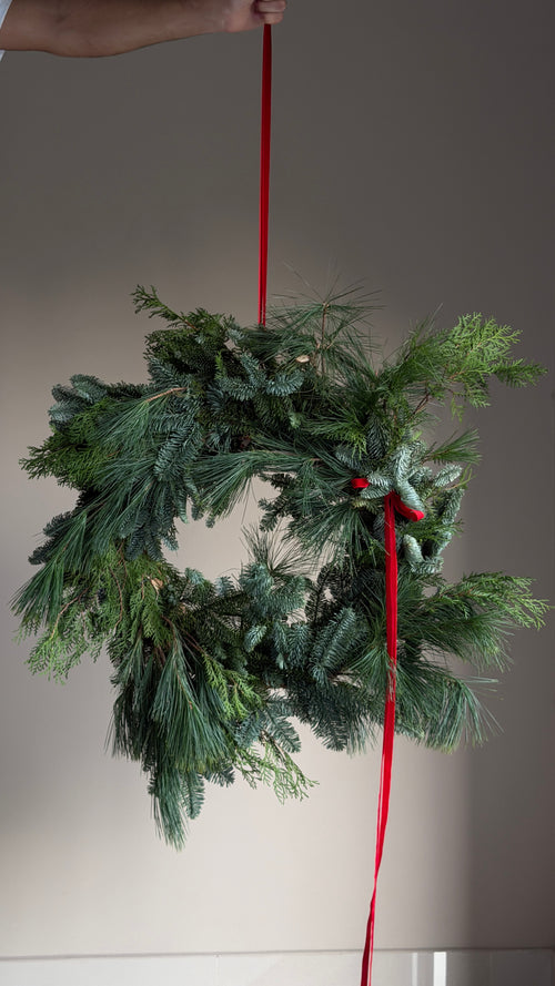 A wreath of living pine needles "Winter Forest"
