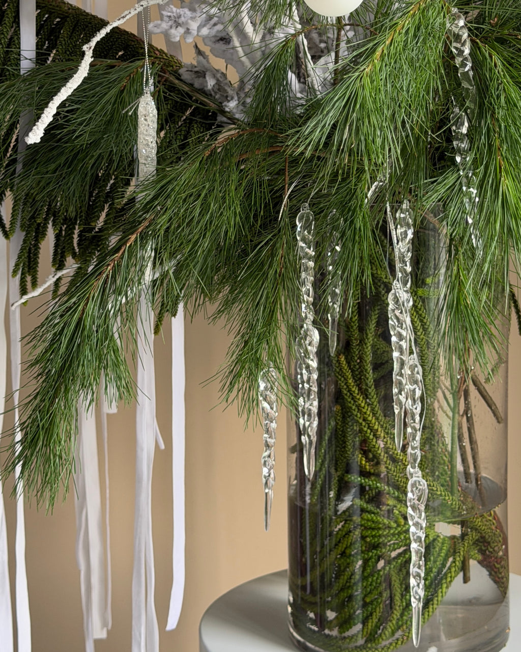 Winter waterfall in a vase