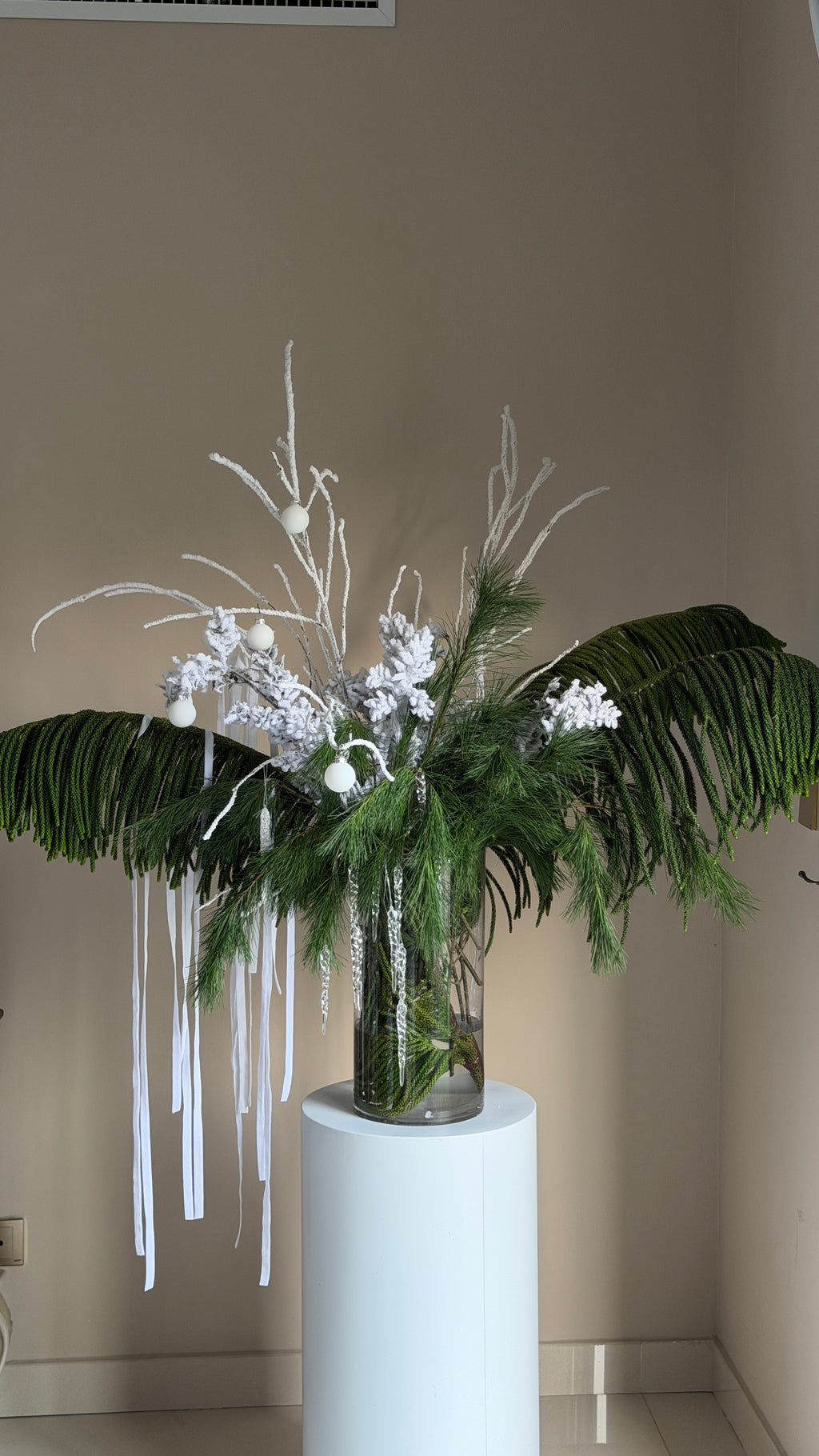 Winter waterfall in a vase