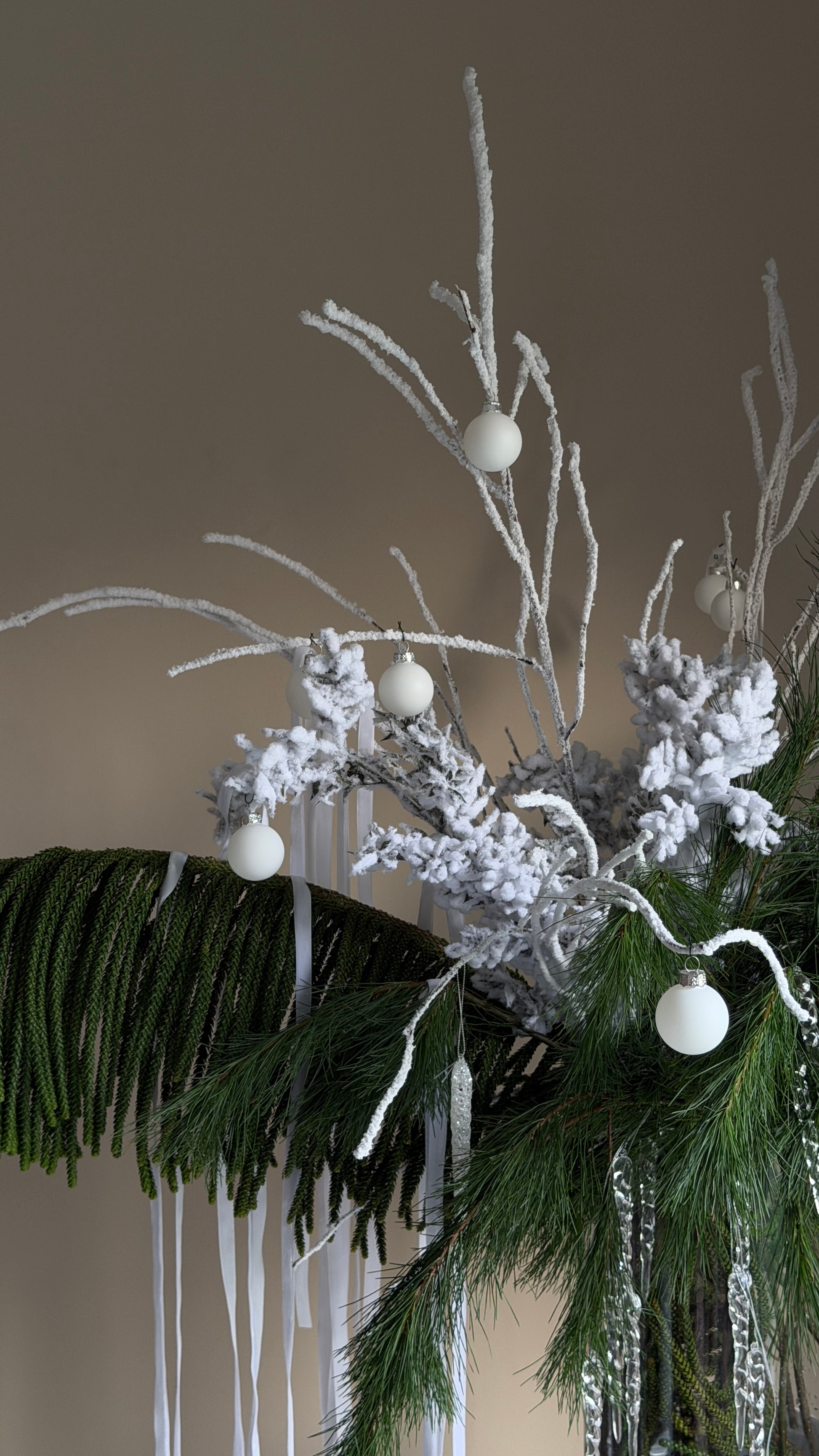 Winter waterfall in a vase