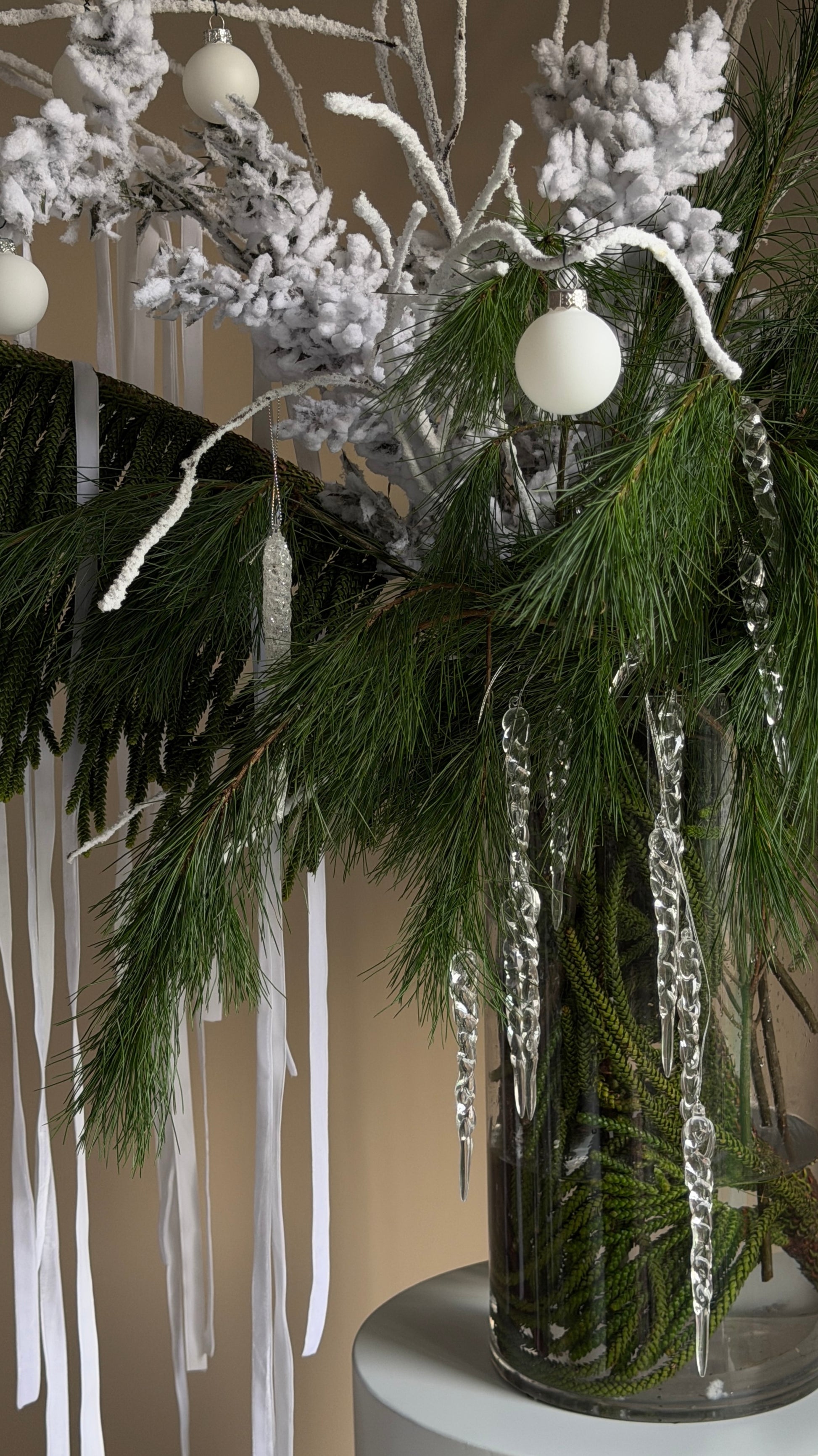 Winter waterfall in a vase