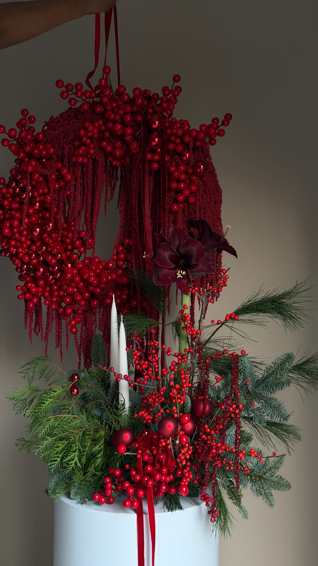 Red Christmas with candles