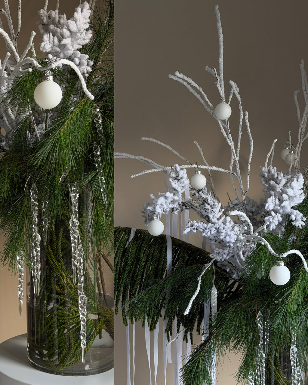 Winter waterfall in a vase