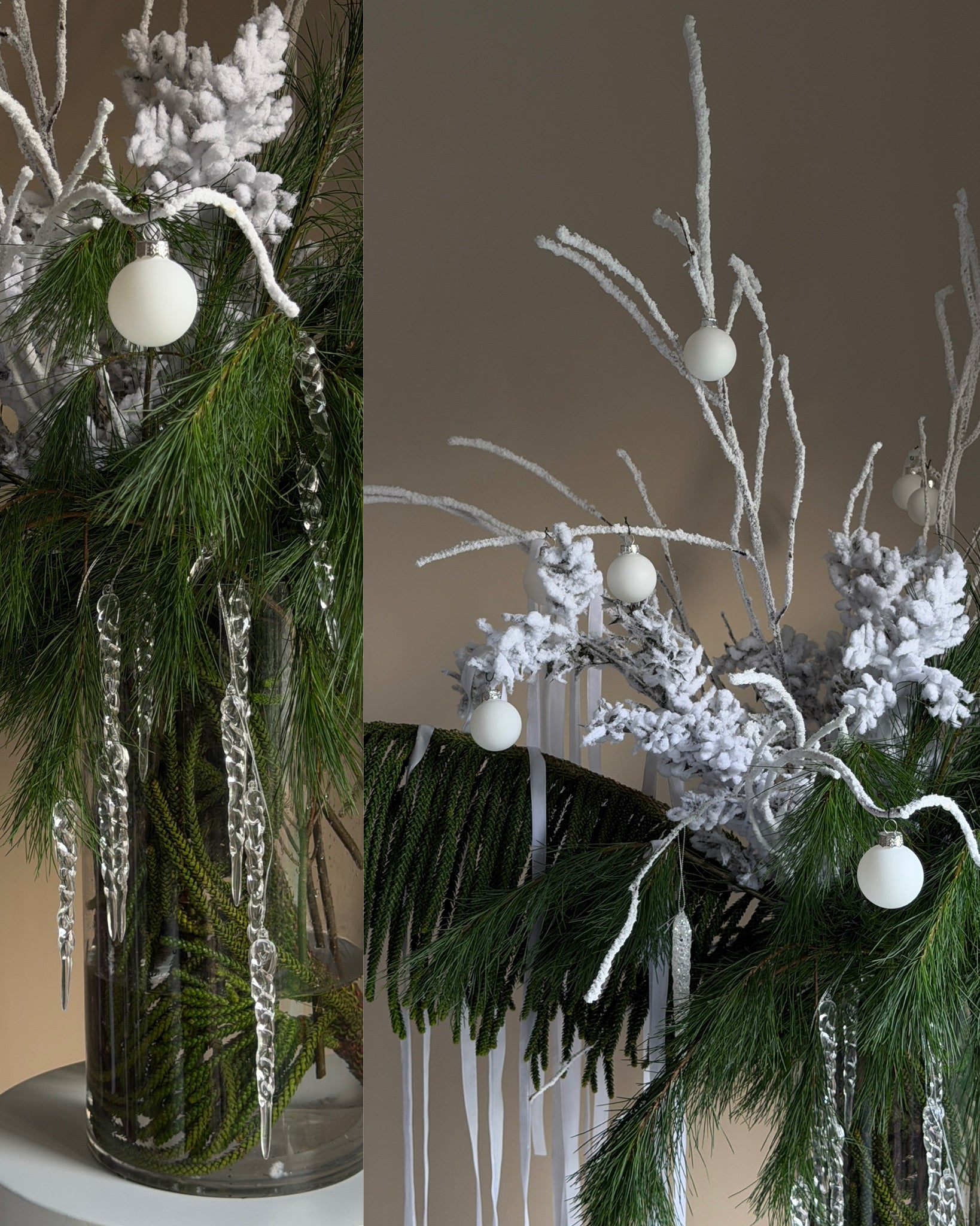 Winter waterfall in a vase