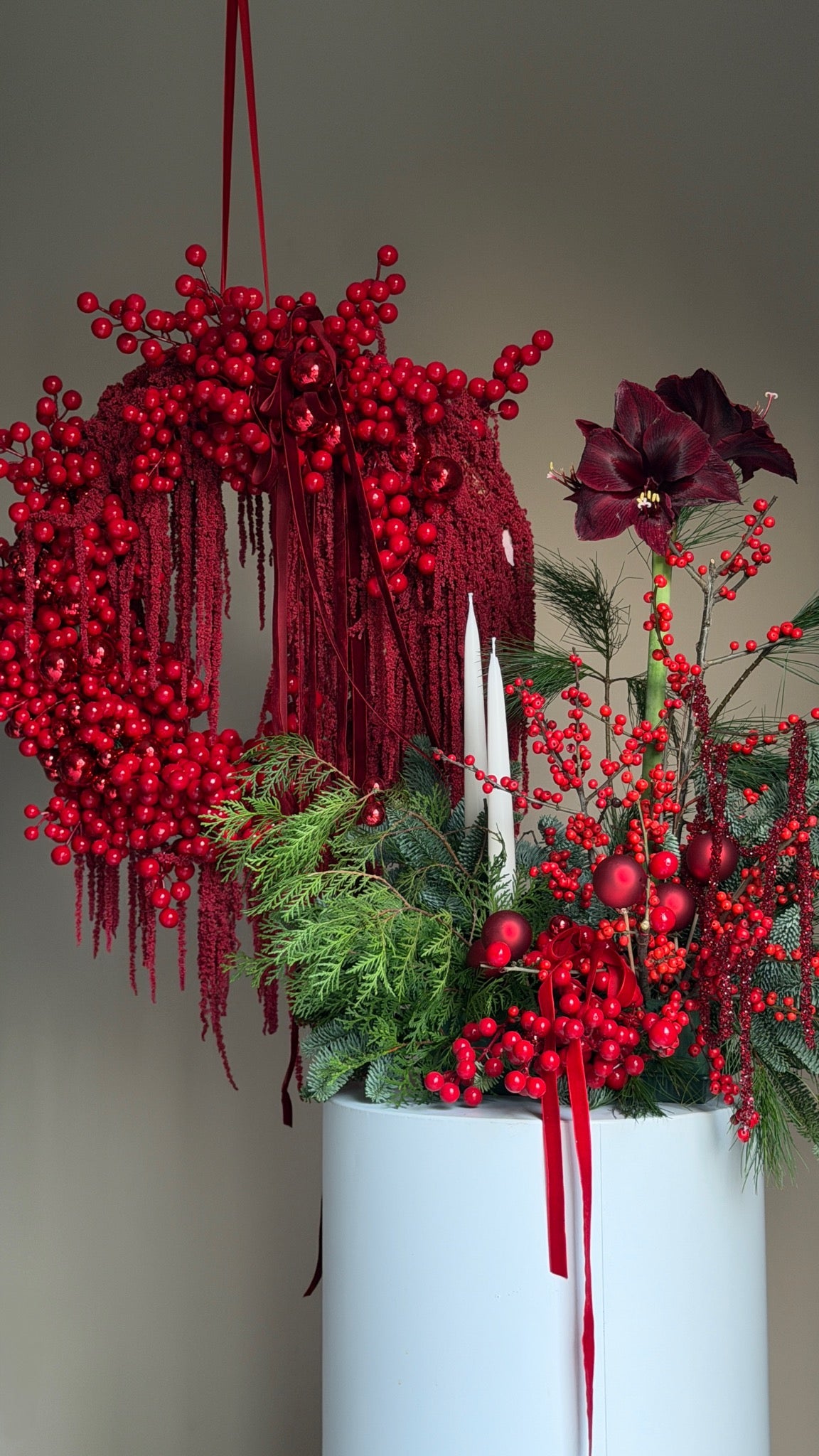 Red Christmas with candles