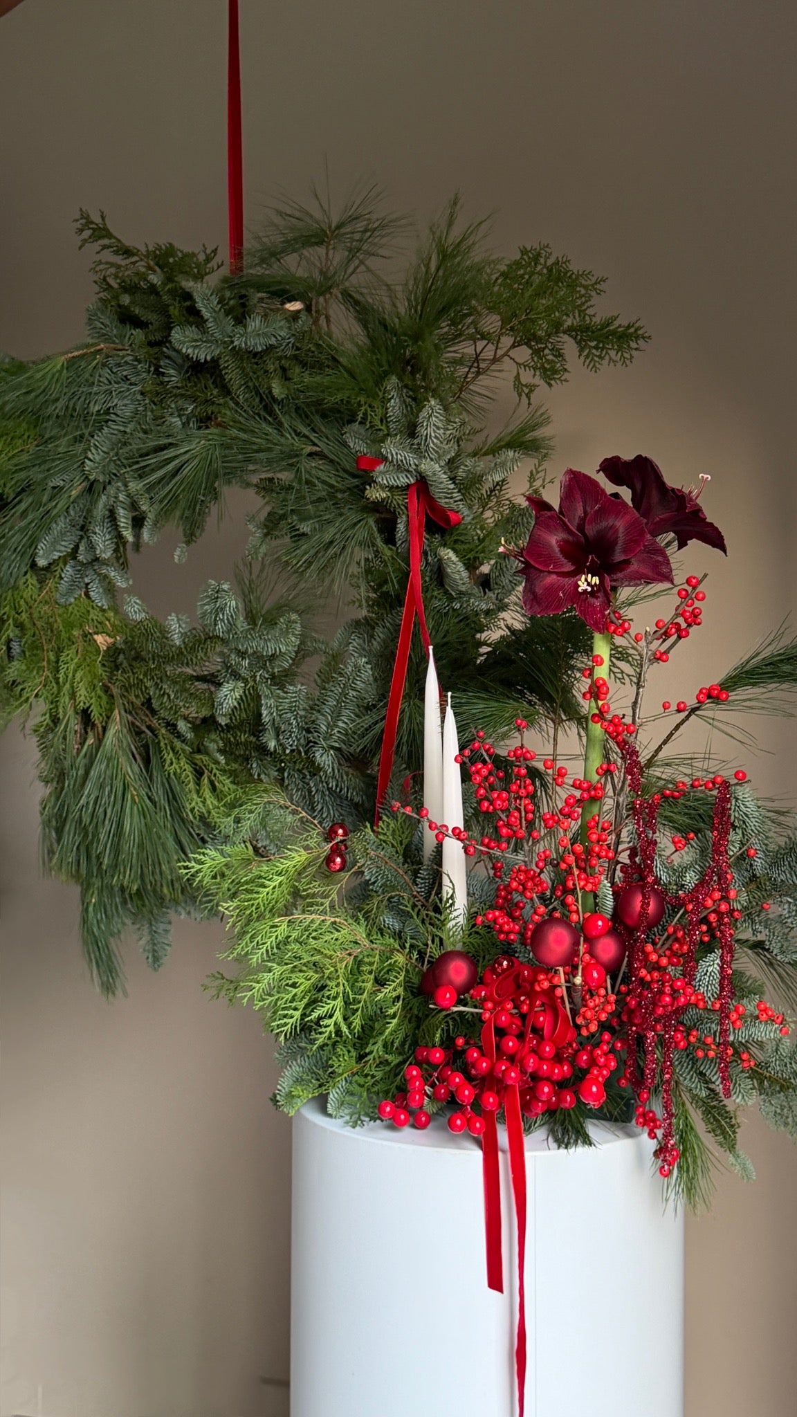 Red Christmas with candles