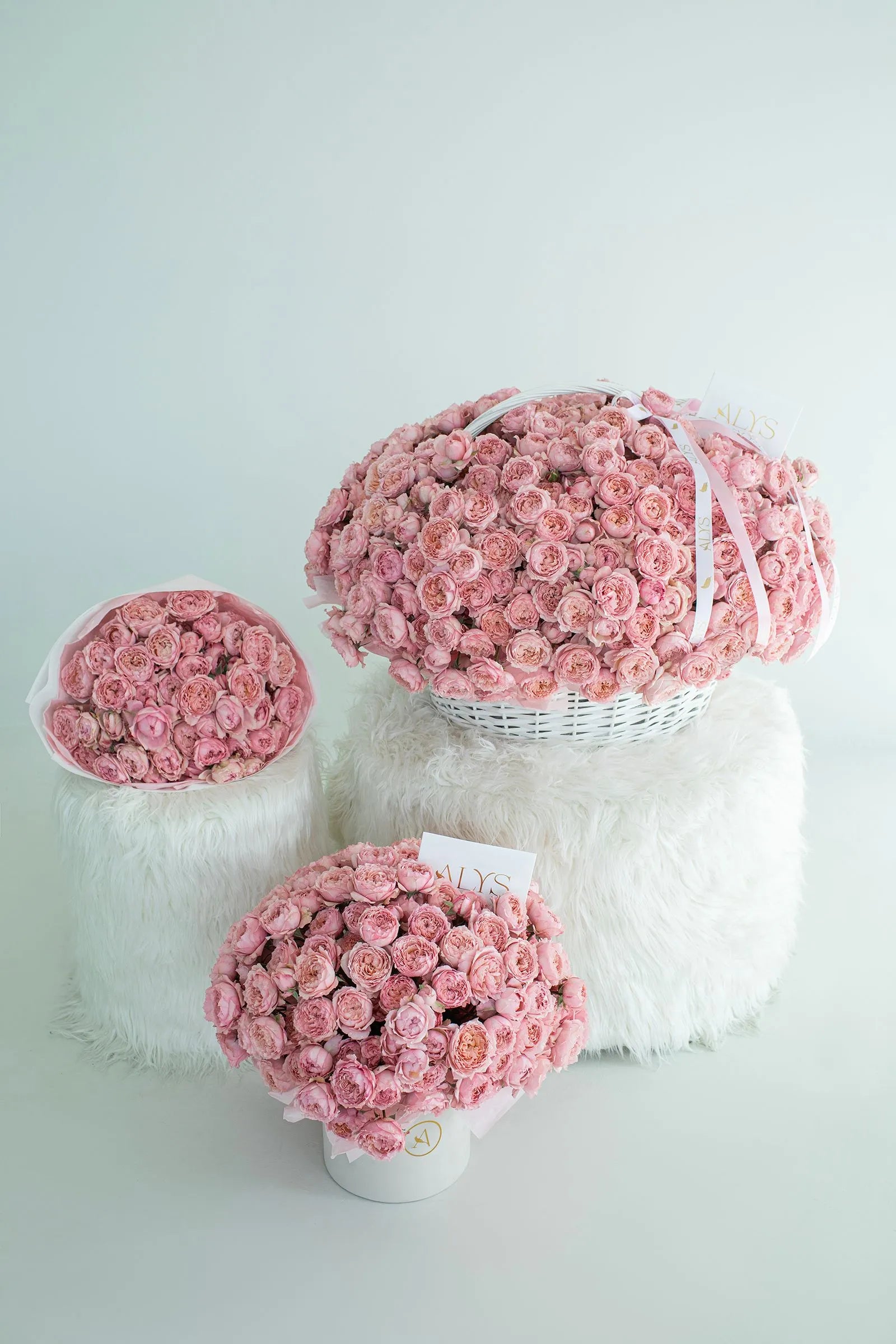 Royal set of Juliet peony roses in peachy-pink by ALys Studio Dubai