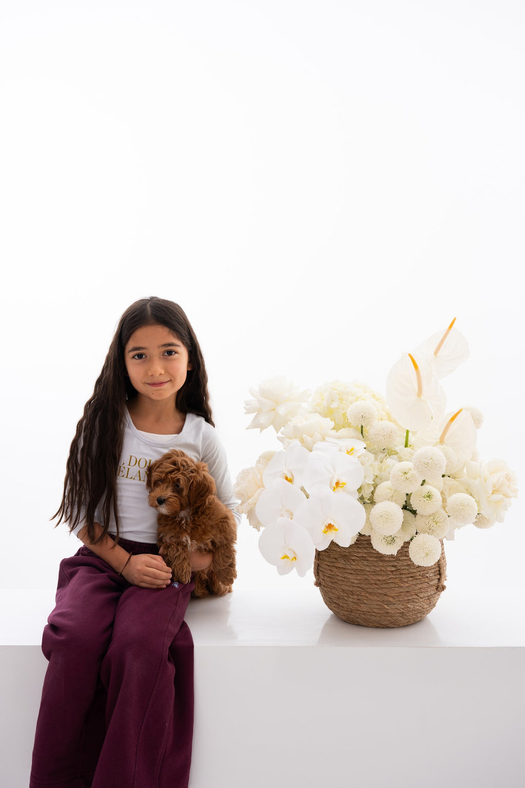 Delicate Basket with Roses, Orchids, Anthuriums & Chrysanthemums