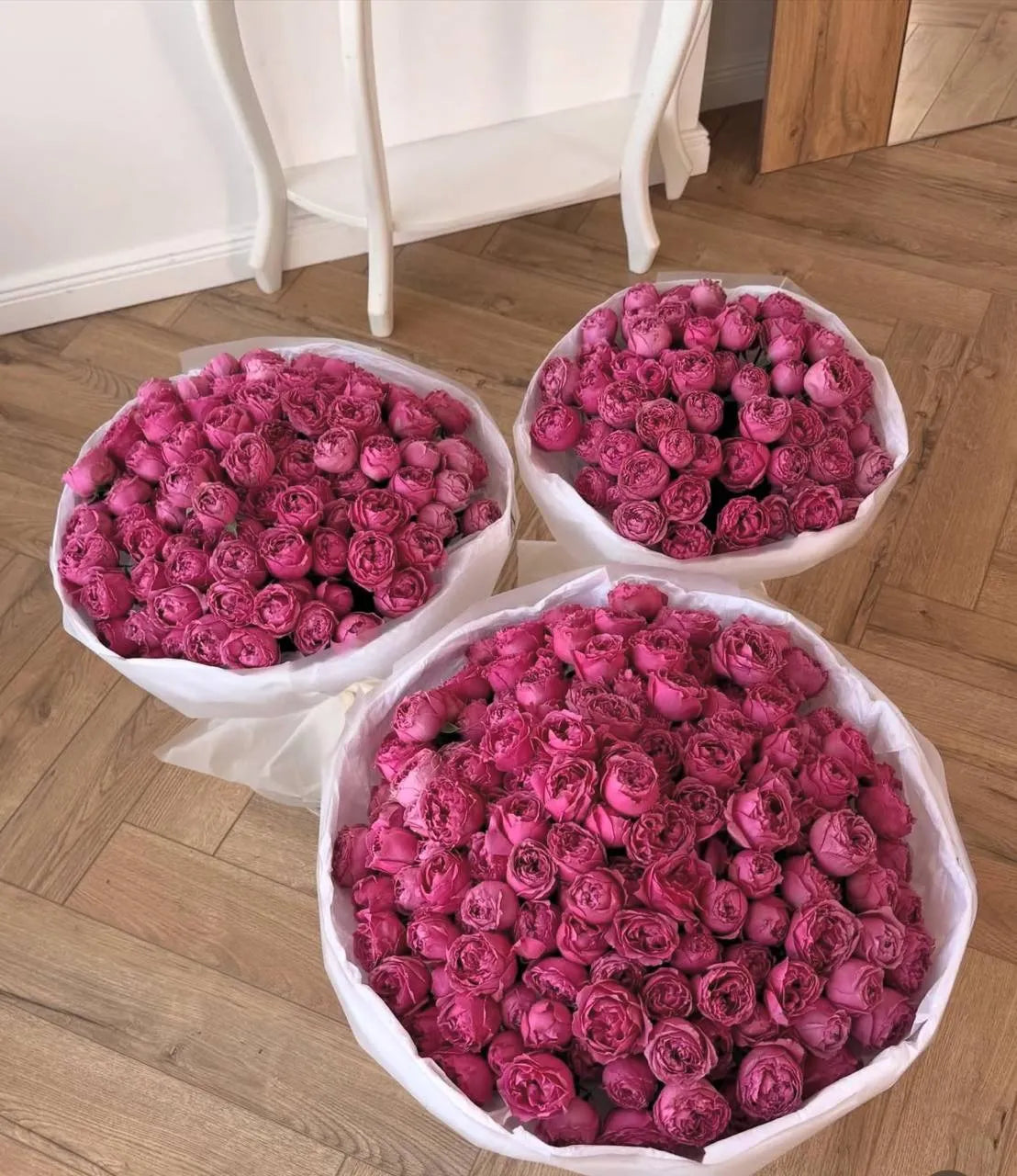 Premium Juliet peony roses bouquet in peachy-pink by ALys Studio Dubai